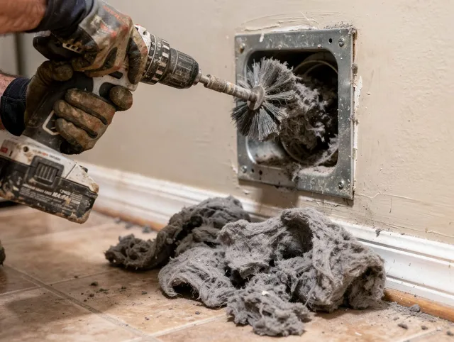 Certified Yorba Linda Dryer Vent Cleaning technician performing dryer vent cleaning in Yorba Linda