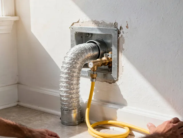 Yorba Linda Dryer Vent Cleaning certified technician performing specialized gas dryer vent cleaning in Yorba Linda
